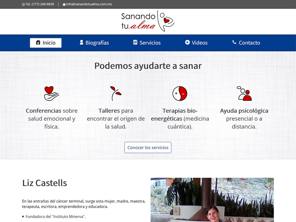 Sanando tu alma <img src='img/celular.png'  alt='Responsivo' title='Sitio responsivo'/>